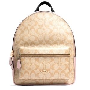 NWT Coach medium Charlie backpack khaki/pink